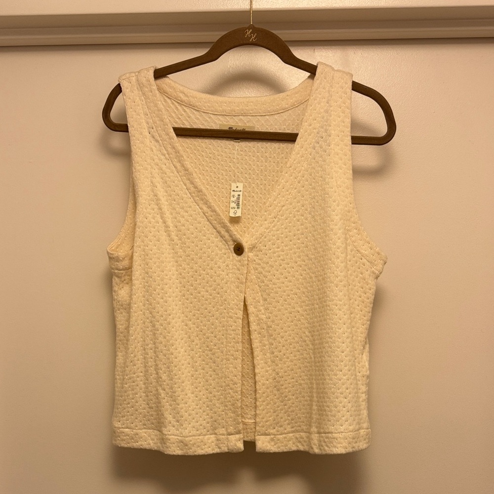 Madewell Cream Textured Sleeveless Top